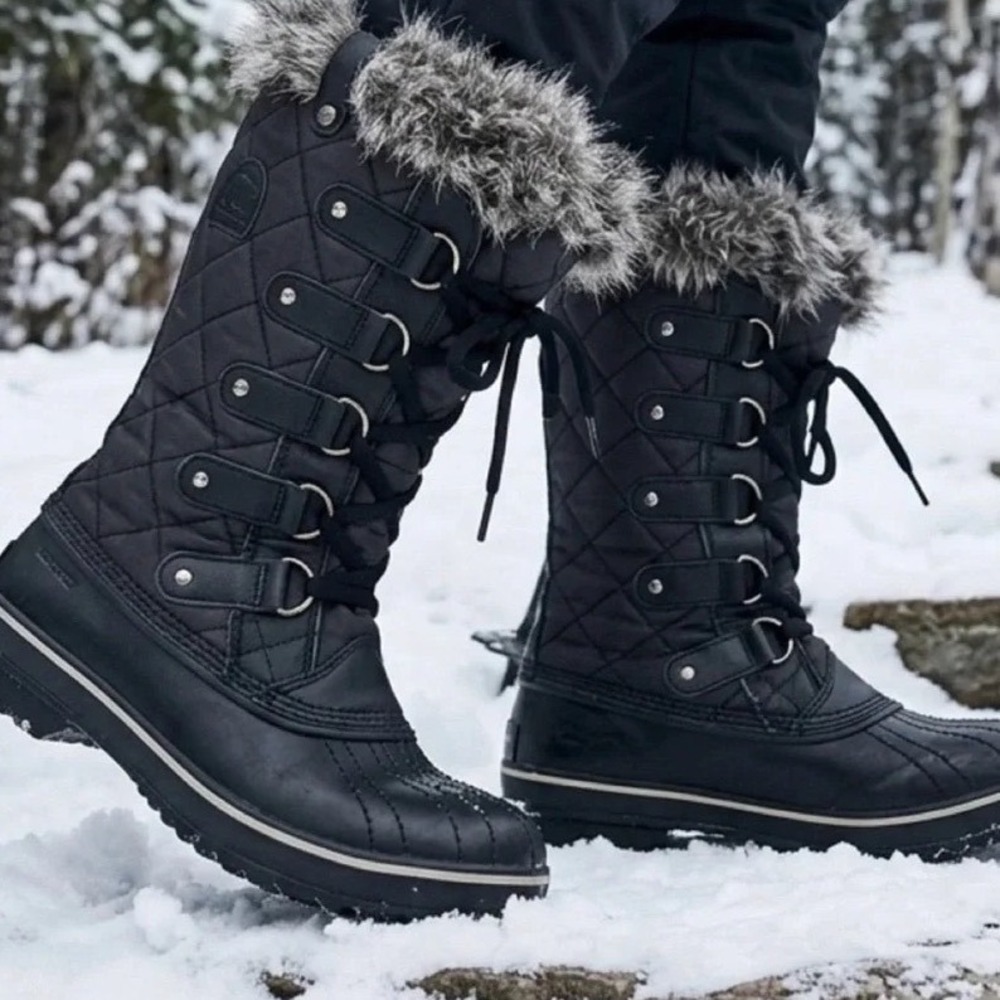 Sorel Tofino II Waterproof Winter Boots Faux Fur Black LL1846-011 Womens 10